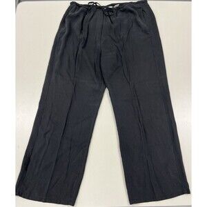 Women's Eddie Bauer Black Drawstring Pants With Pockets, Wide Leg, Large Petite